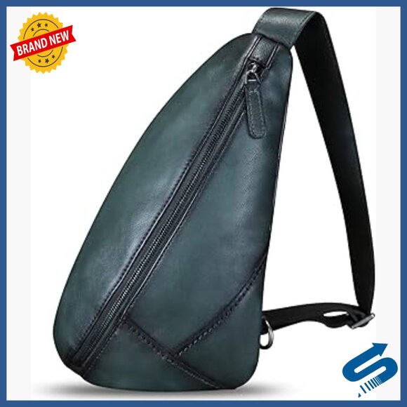Genuine Leather Sling Backpack Crossbody Daypack 3-Way Wear